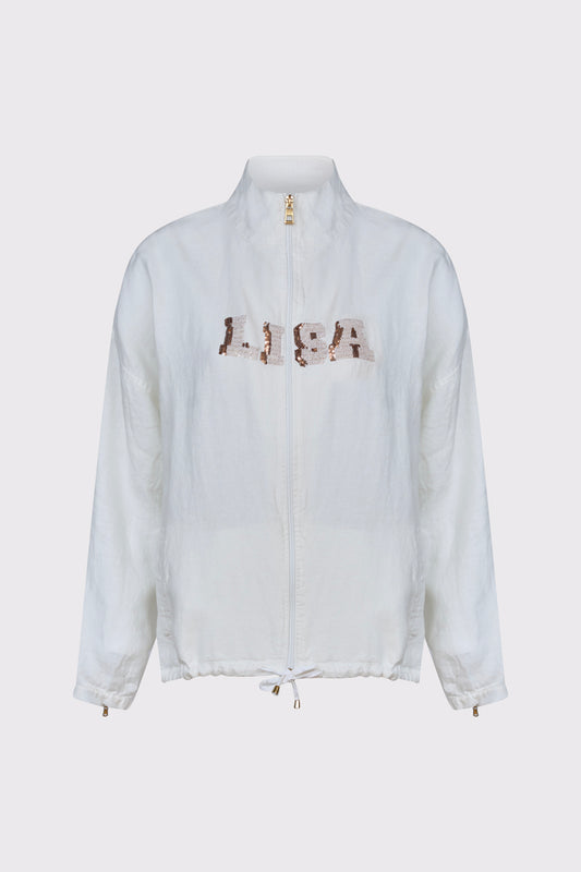 Lycra jacket with stand-up collar and zipper detail (women's outerwear jacket, long sleeve)