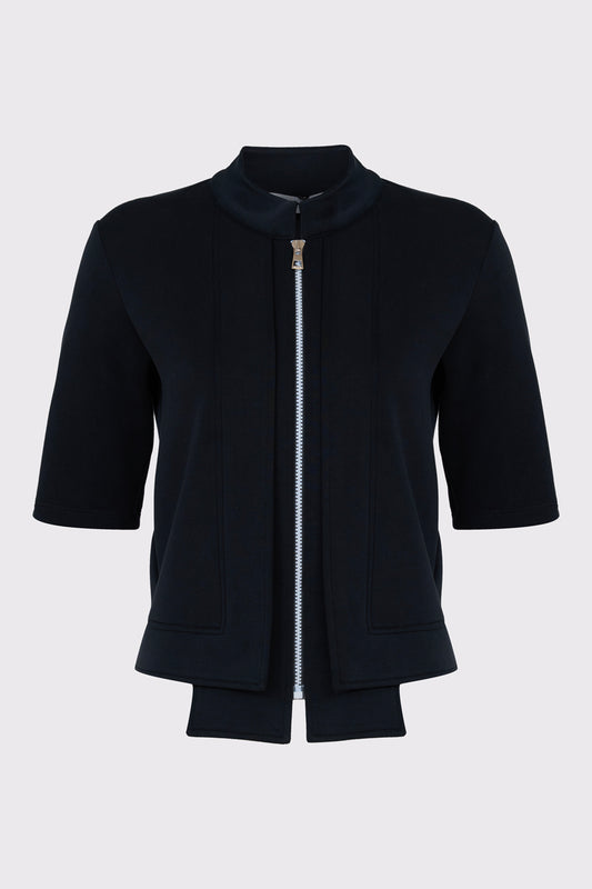 Short-sleeve sweatshirt jacket in modal-polyester blend with zip (DOB Sweat Jacket)