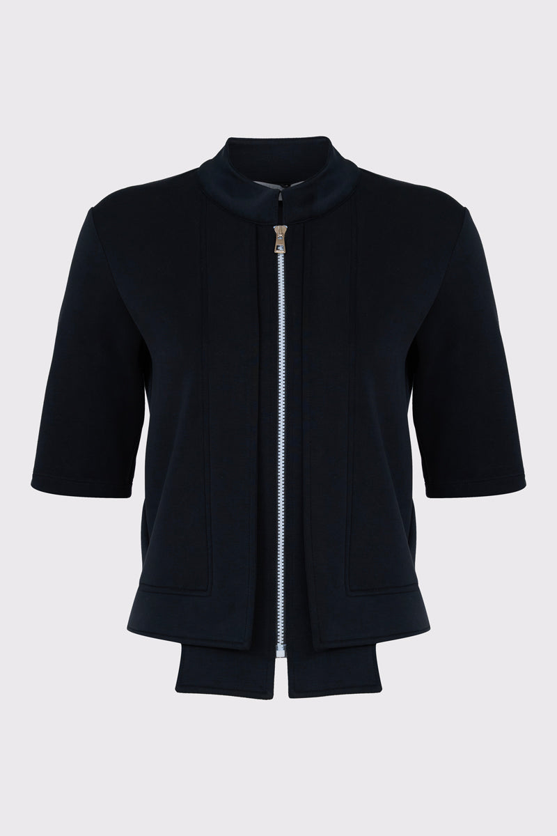 Short-sleeve sweatshirt jacket in modal-polyester blend with zip (DOB Sweat Jacket)