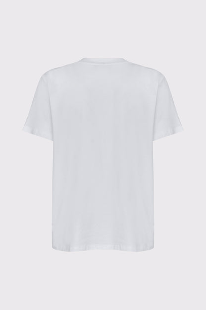 Cotton-elastane T-shirt with glitter stone motif (half sleeve, round neck)