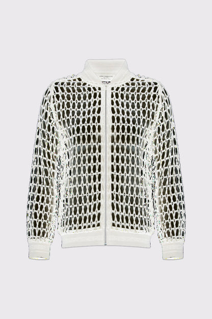 Blouson‑Jacke aus Polyester mit Netzstruktur und Reißverschluss