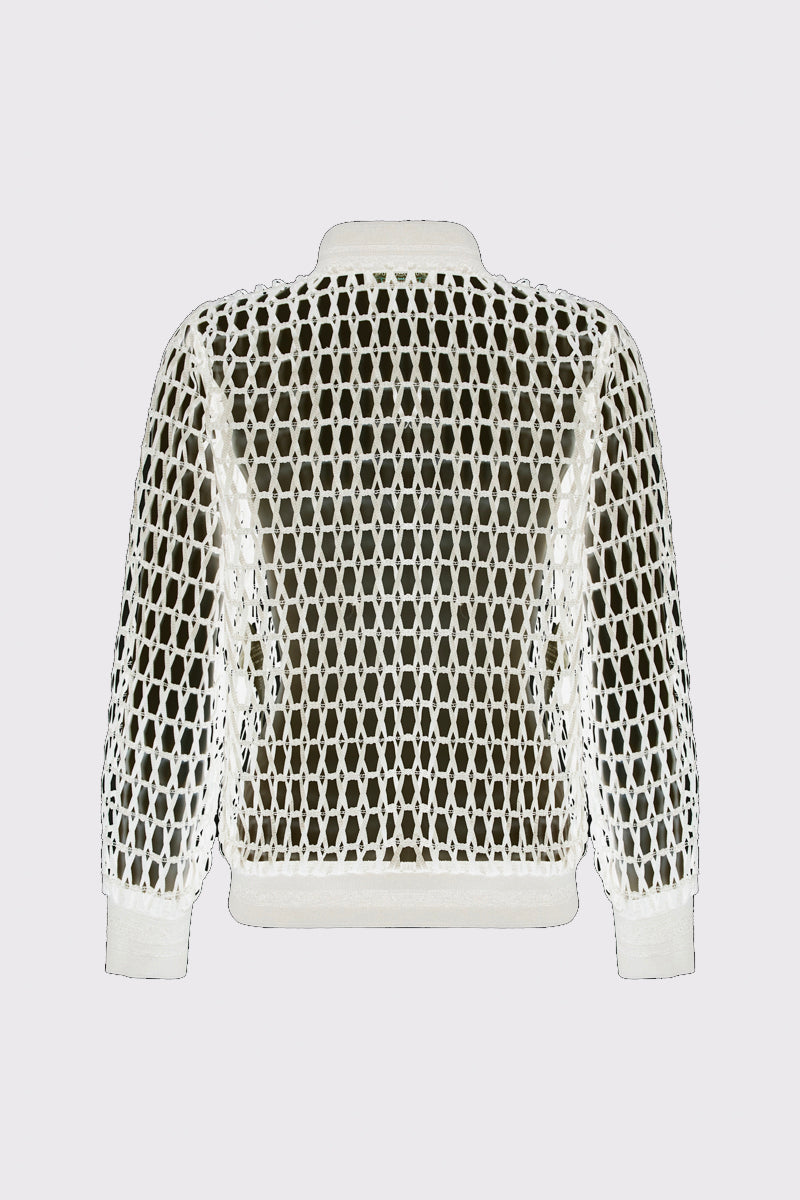 Polyester blouson jacket with mesh structure and zipper