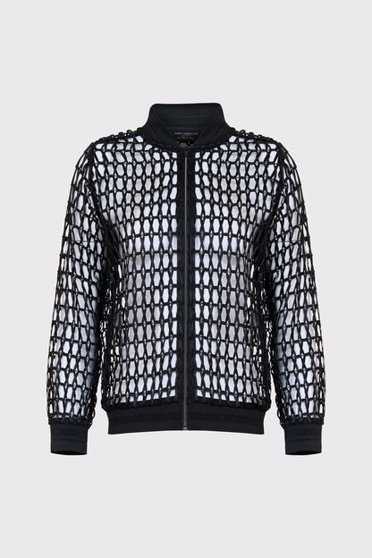 Blouson‑Jacke aus Polyester mit Netzstruktur und Reißverschluss
