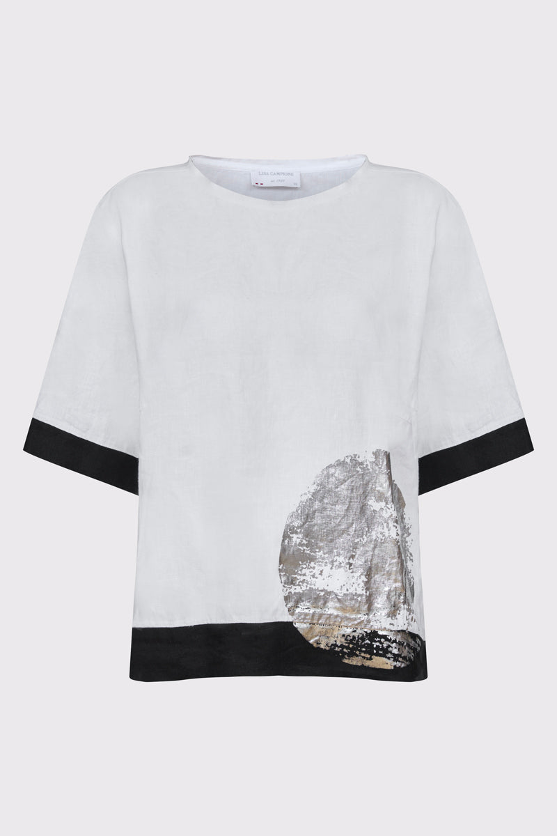 Bluse aus Lycra mit Kontrastdetails und Print