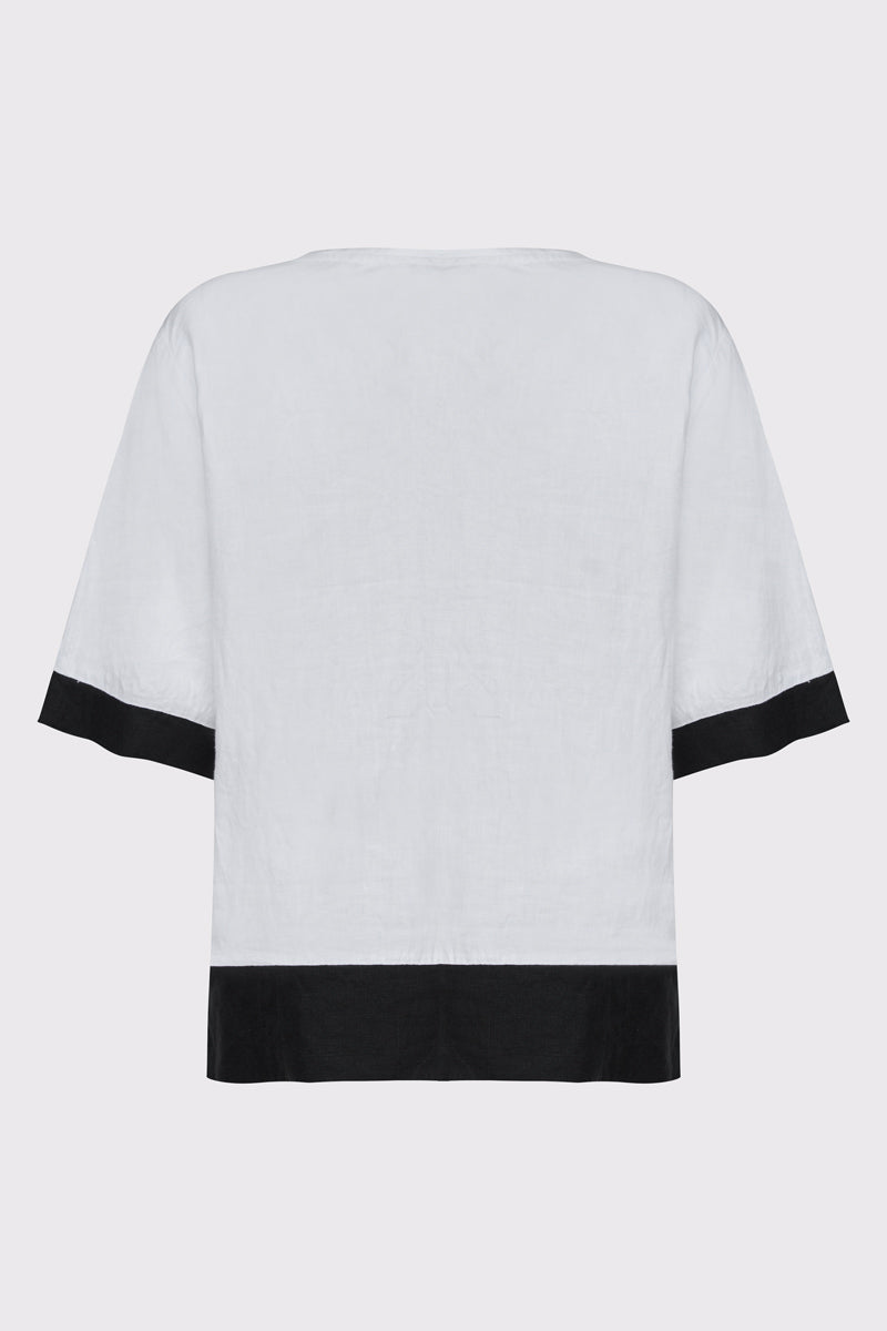 Bluse aus Lycra mit Kontrastdetails und Print