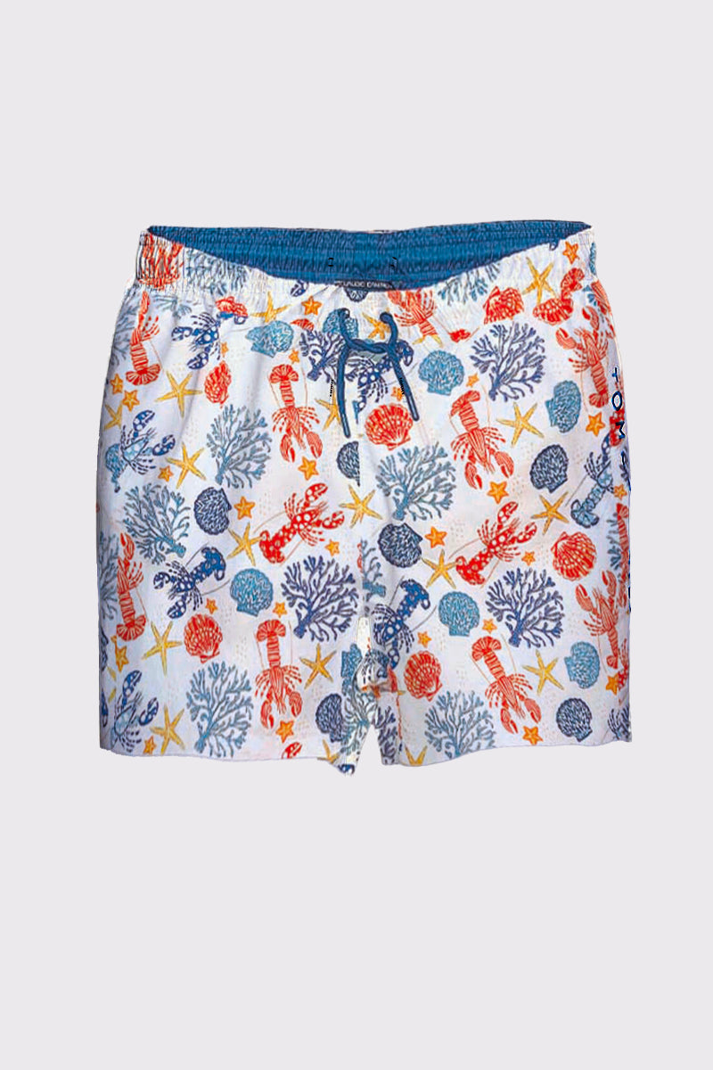 Badeshorts Herren mit maritimem Allover-Print – leicht & schnelltrocknend – beach print 1 #Farbe_41691 beach print 1
