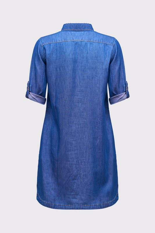 Jeans-Kleid aus Baumwolle-Lyocell mit Knopfleiste