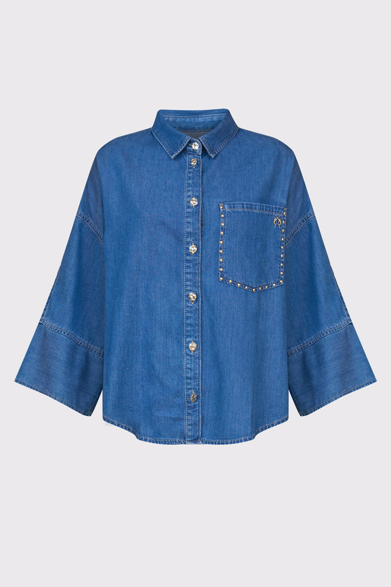Cotton-Tencel-Modal blend denim shirt with decorative details