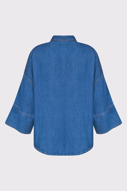 Cotton-Tencel-Modal blend denim shirt with decorative details