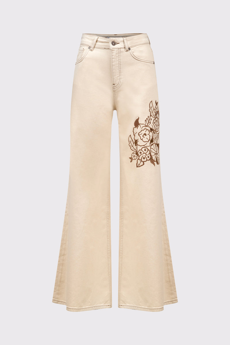Cotton trousers with wide leg and floral print (DOB Pants Wide Leg)
