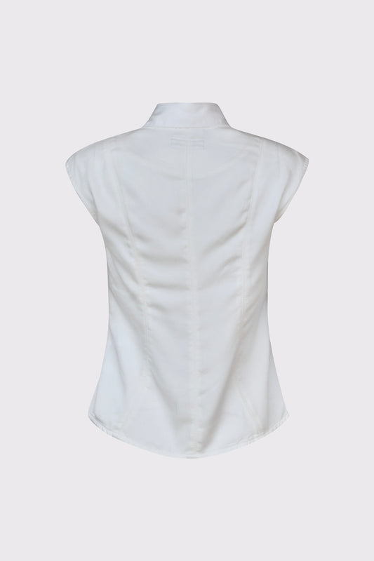 Sleeveless Tencel blouse with breast pockets and button placket (Women's Blouse)