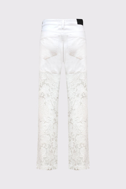 Baumwollhose mit Spitzeneinsatz und weitem Bein