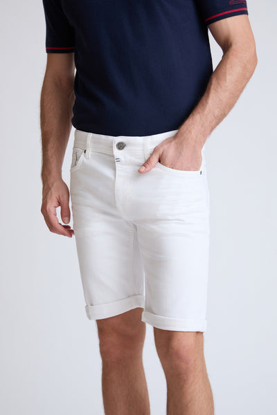 Yachting denim shorts with turn-up hem