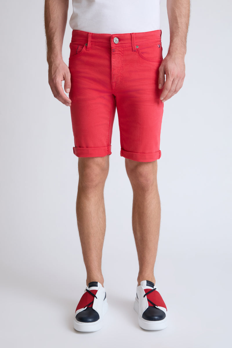 Yachting Denim-Shorts mit Umschlagsaum – red #Farbe_60100 red
