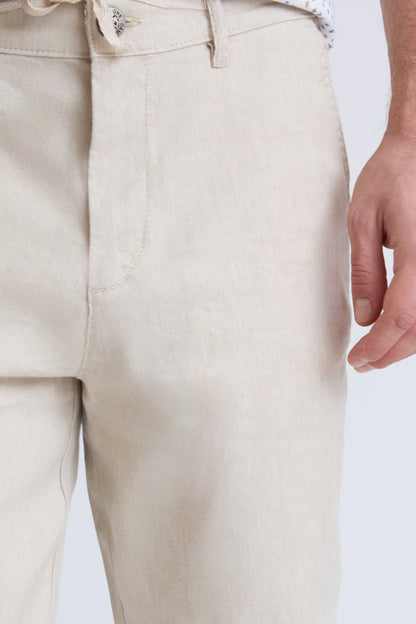 Leinen‑Baumwoll‑Hose im 5‑Pocket‑Design mit geradem Bein