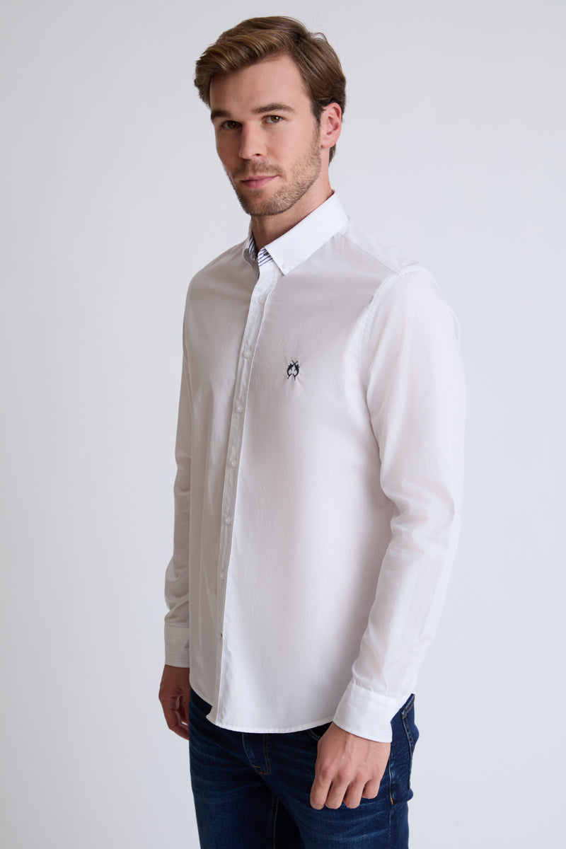 Cotton button-down shirt with long sleeves – classic & modern