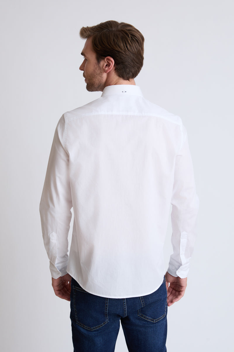 Cotton button-down shirt with long sleeves – classic & modern