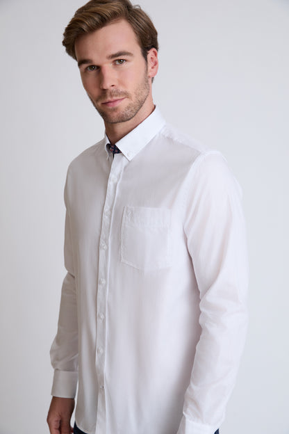 Button‑Down‑Hemd aus reiner Baumwolle mit Brusttasche (1/1 Arm)