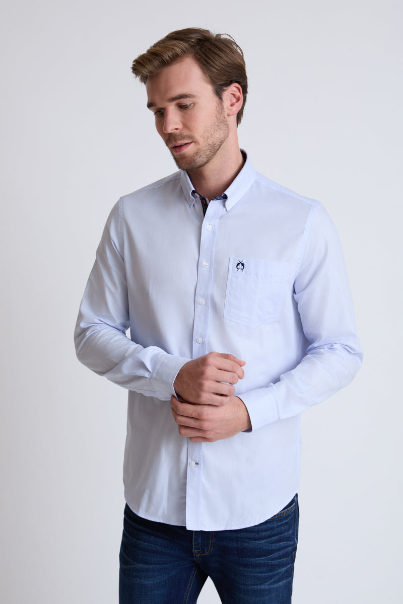 Button-Down-Hemd aus reiner Baumwolle mit Brusttasche – Azur Oxford #Farbe_83205 Azur Oxford
