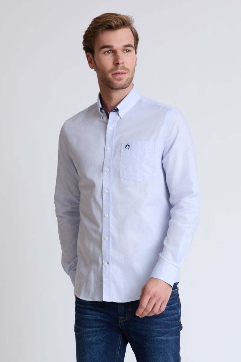 Button-Down-Hemd aus reiner Baumwolle mit Brusttasche – Azur Oxford #Farbe_83205 Azur Oxford