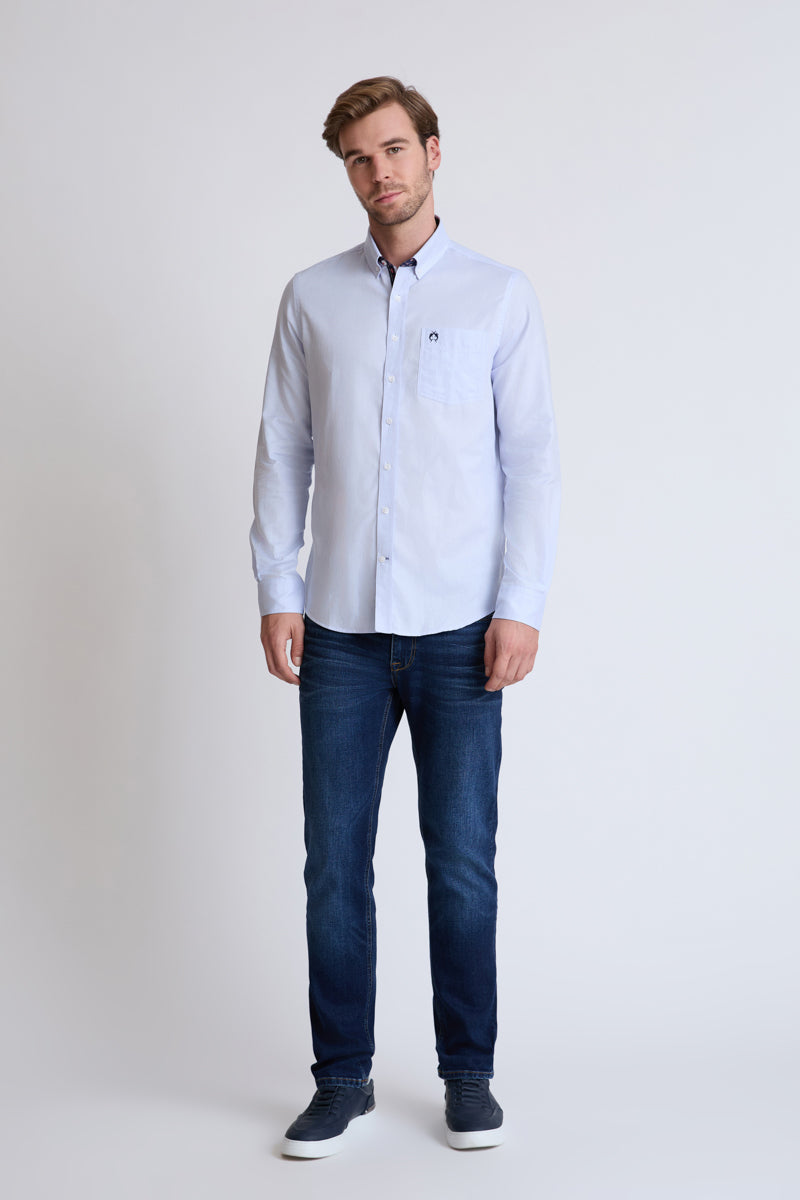 Button-Down-Hemd aus reiner Baumwolle mit Brusttasche – Azur Oxford #Farbe_83205 Azur Oxford