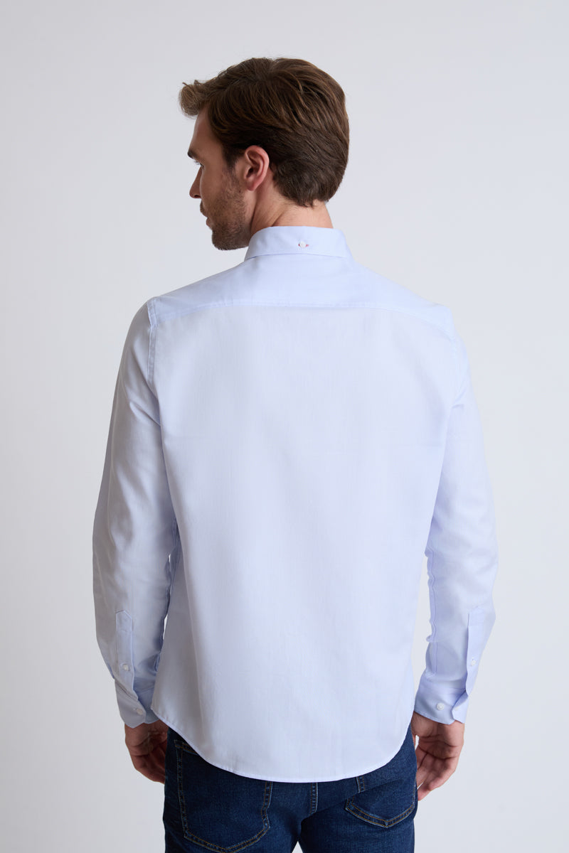 Button-Down-Hemd aus reiner Baumwolle mit Brusttasche – Azur Oxford #Farbe_83205 Azur Oxford