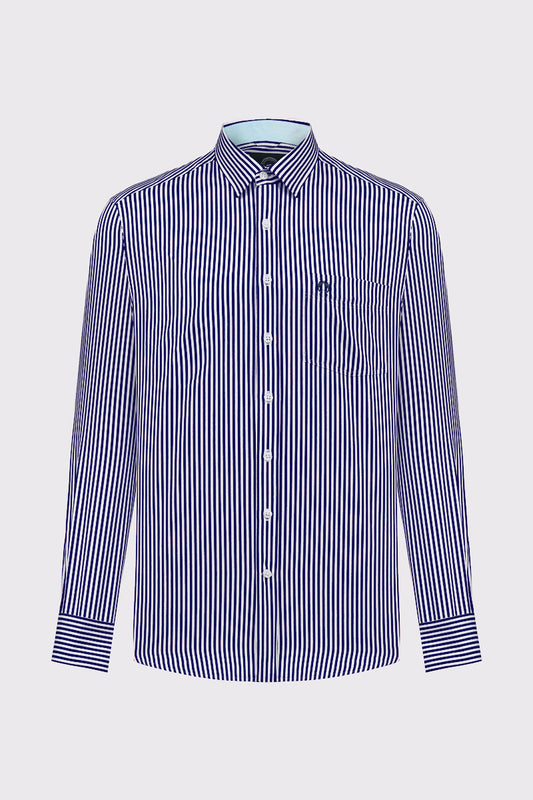 Pure cotton striped button-down shirt (long sleeves)