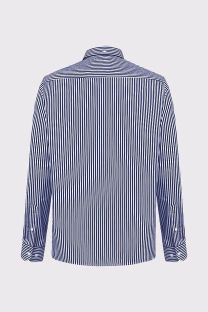 Pure cotton striped button-down shirt (long sleeves)