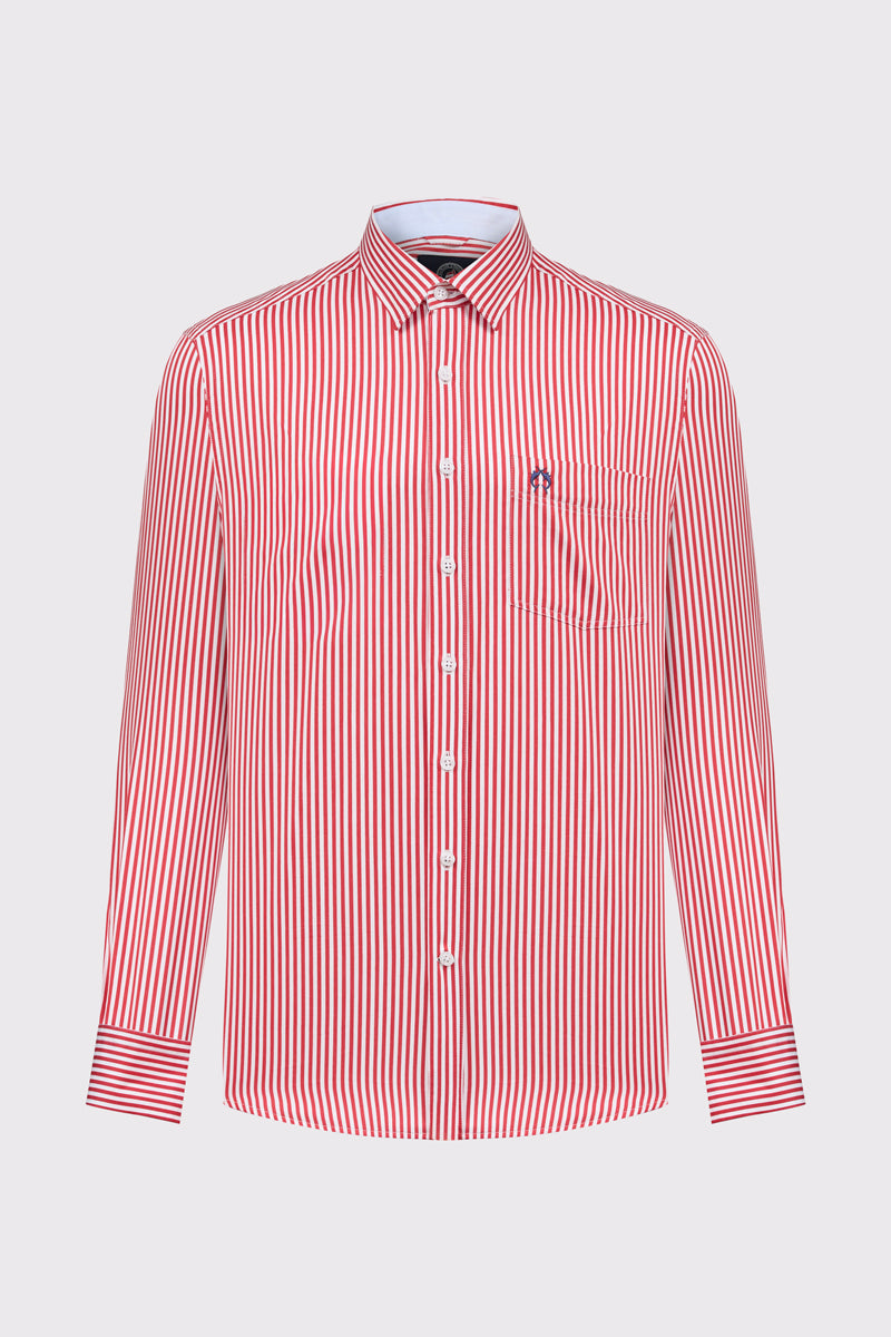 Gestreiftes Baumwoll-Button-Down-Hemd mit Brusttasche – red stripe 1 #Farbe_60141 red stripe 1