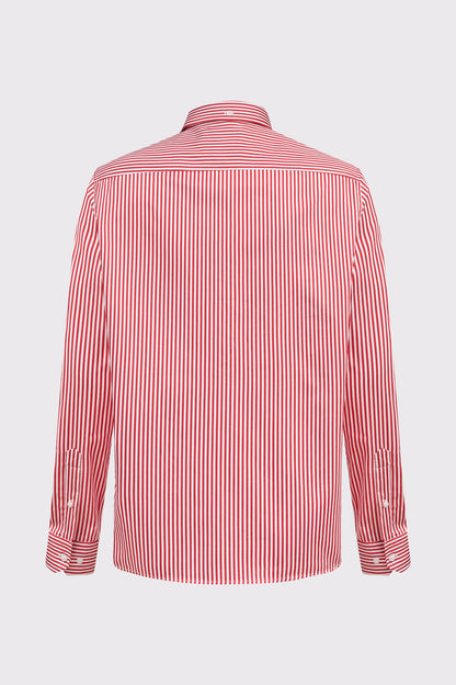 Striped Cotton Button-Down Shirt with Chest Pocket (Long Sleeved)