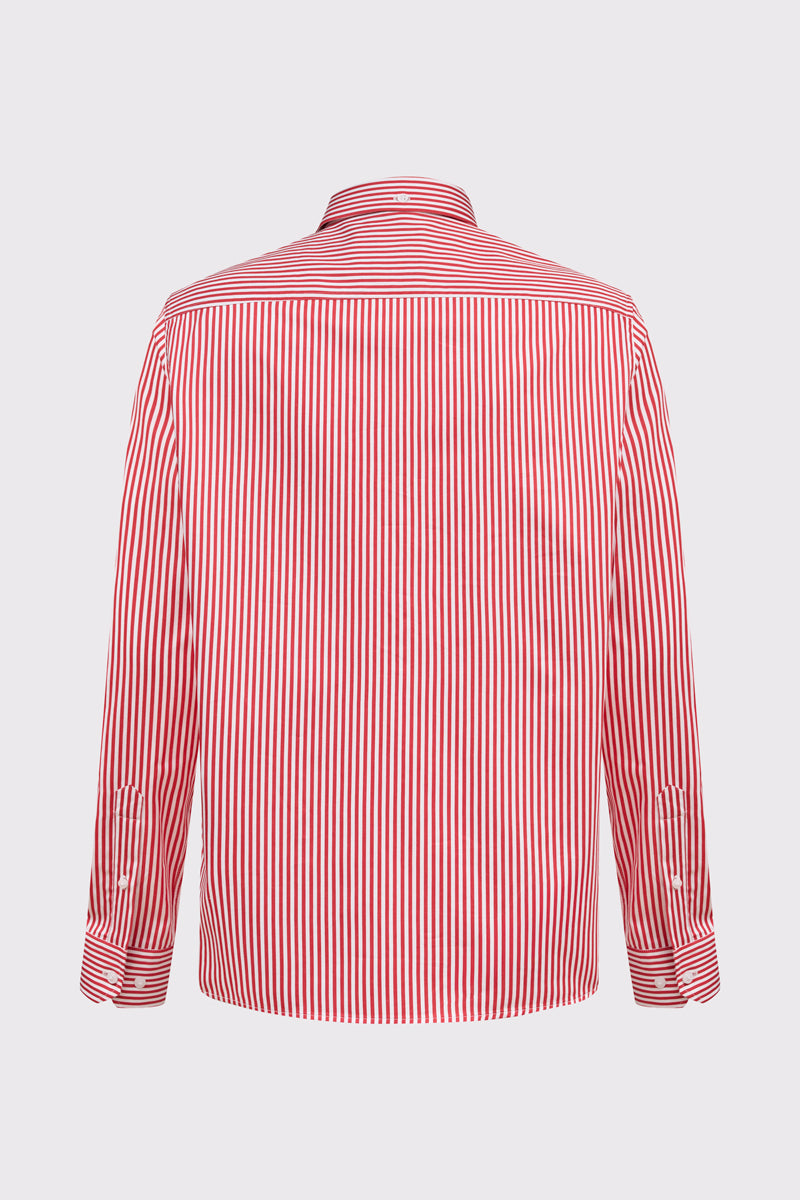 Gestreiftes Baumwoll-Button-Down-Hemd mit Brusttasche – red stripe 1 #Farbe_60141 red stripe 1