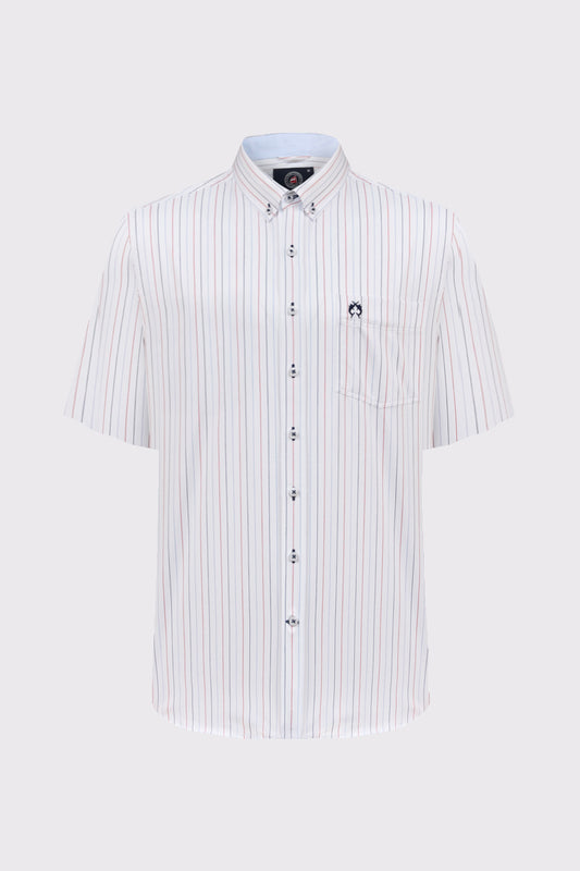 Kurzarmhemd mit Streifen & Button-Down-Kragen