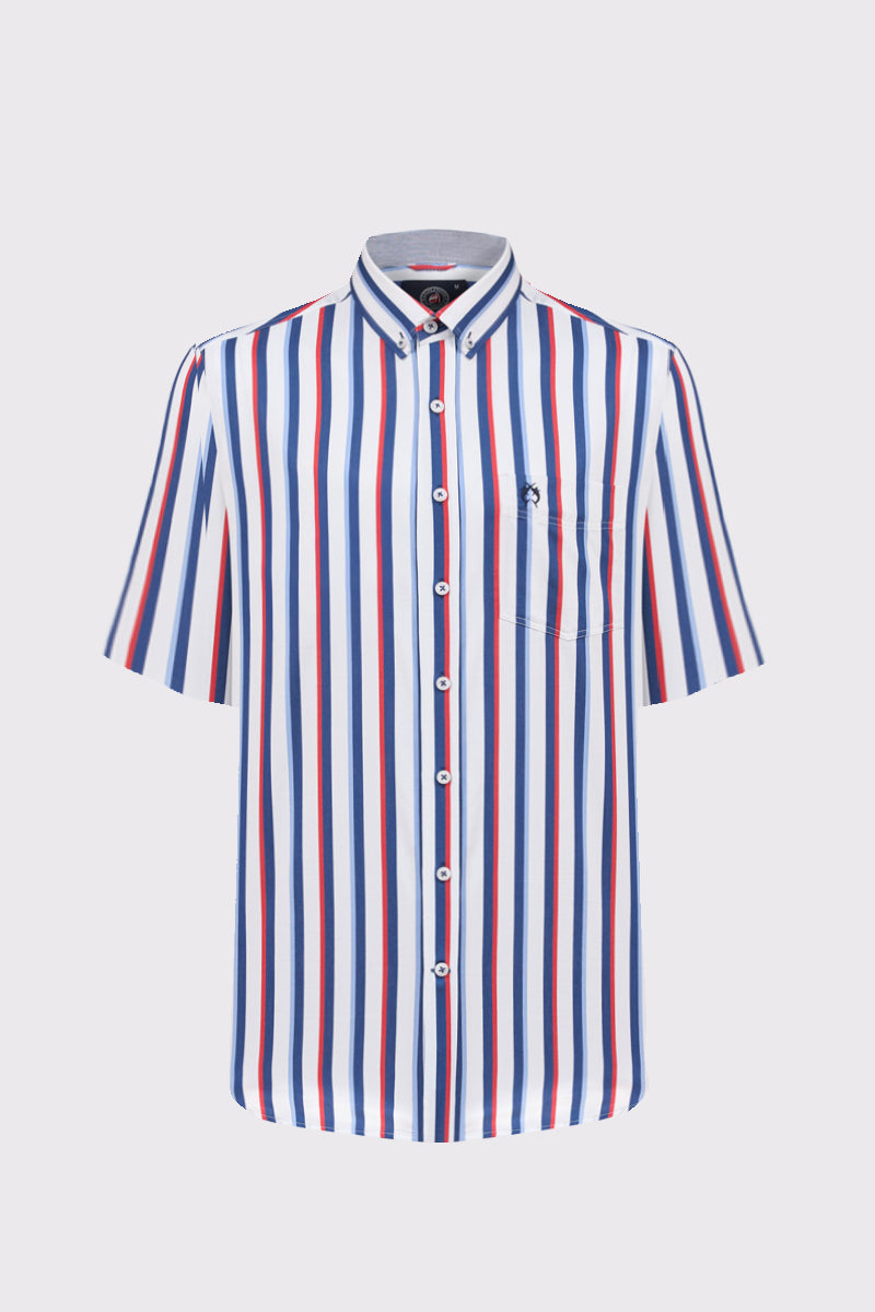 Kurzarmhemd mit Streifen & Button-Down-Kragen – blue stripe 6 #Farbe_83146 blue stripe 6
