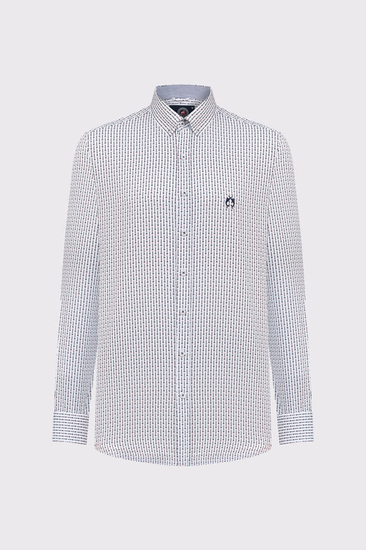 Cotton Button-Down Shirt with Micro Print | Claudio Campione