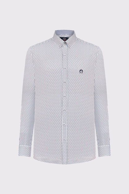 Baumwoll-Button-Down-Hemd mit Mikro-Print | Claudio Campione