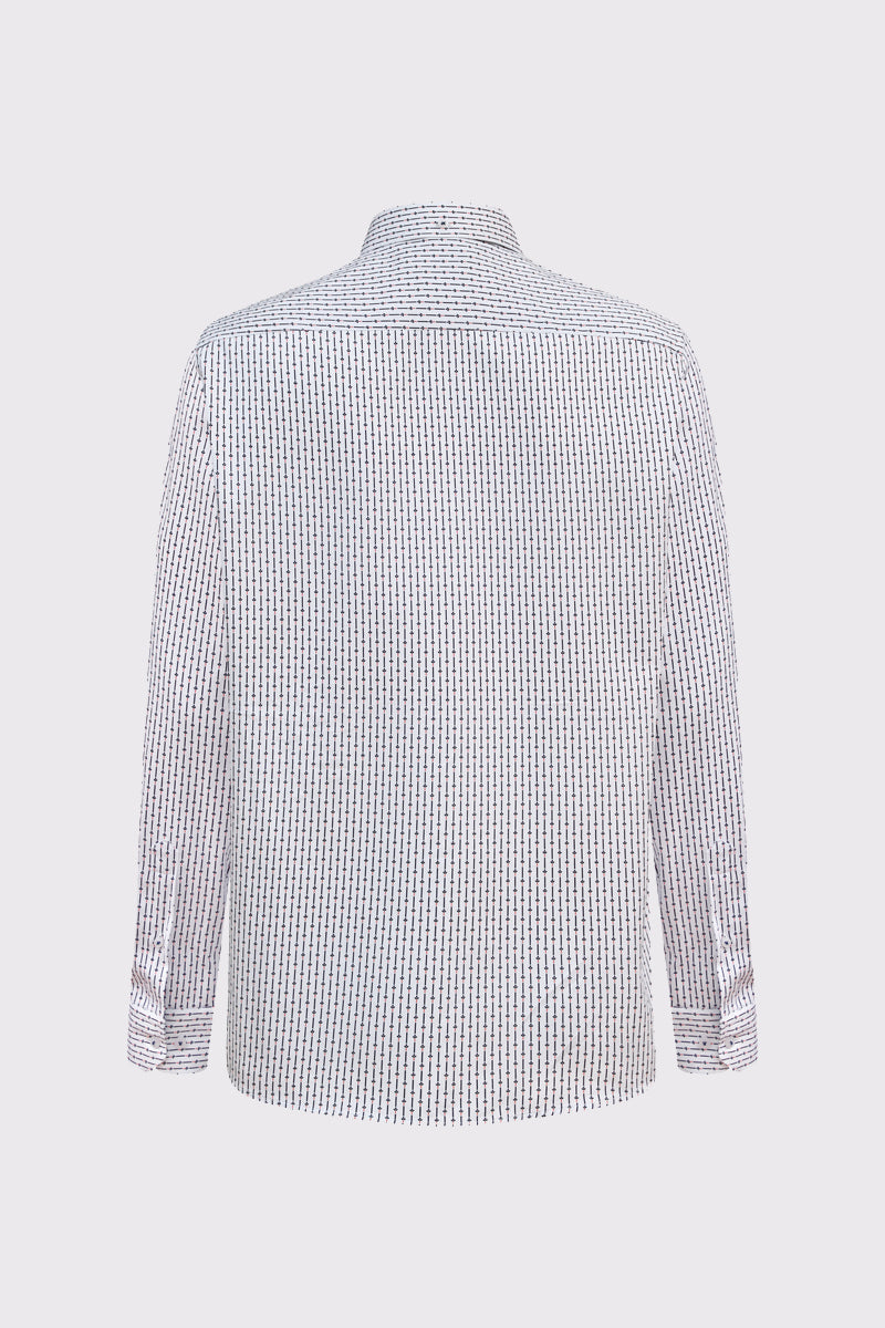 Baumwoll-Button-Down-Hemd mit Mikro-Print | Claudio Campione