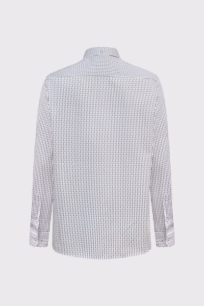 Baumwoll-Button-Down-Hemd mit Mikro-Print | Claudio Campione