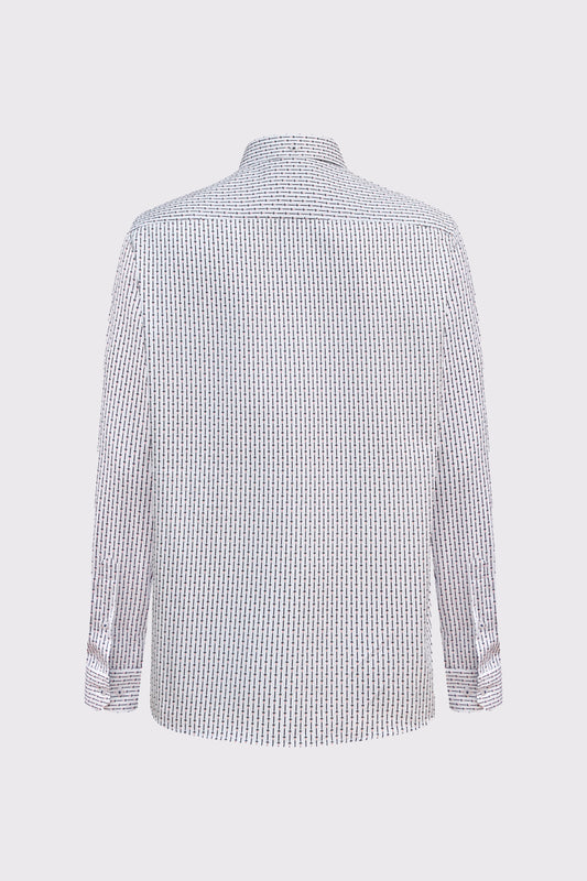 Cotton Button-Down Shirt with Micro Print | Claudio Campione