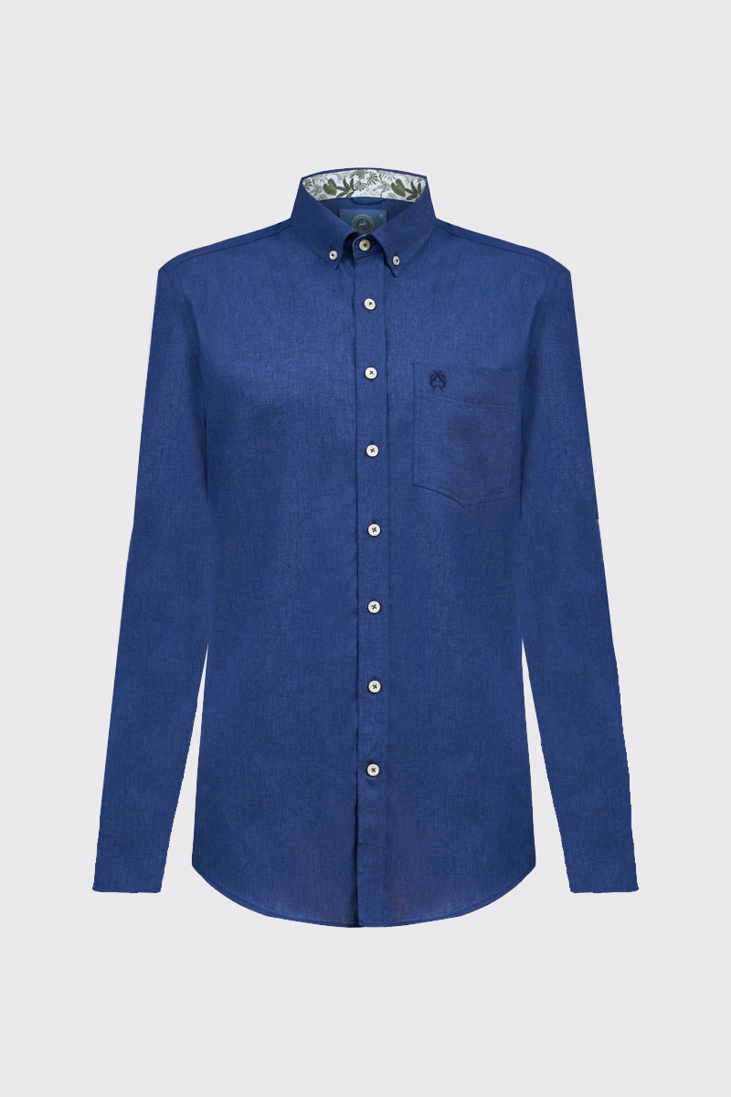 Button-Down-Hemd aus Baumwolle-Leinen – Sommerhemd Regular Fit – night blue #Farbe_86200 night blue