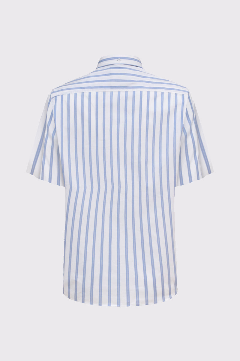 Kurzarm Button-Down-Hemd mit Stretch – Streifen Weiß/Hellgrün – denim stripe 1 #Farbe_79441 denim stripe 1