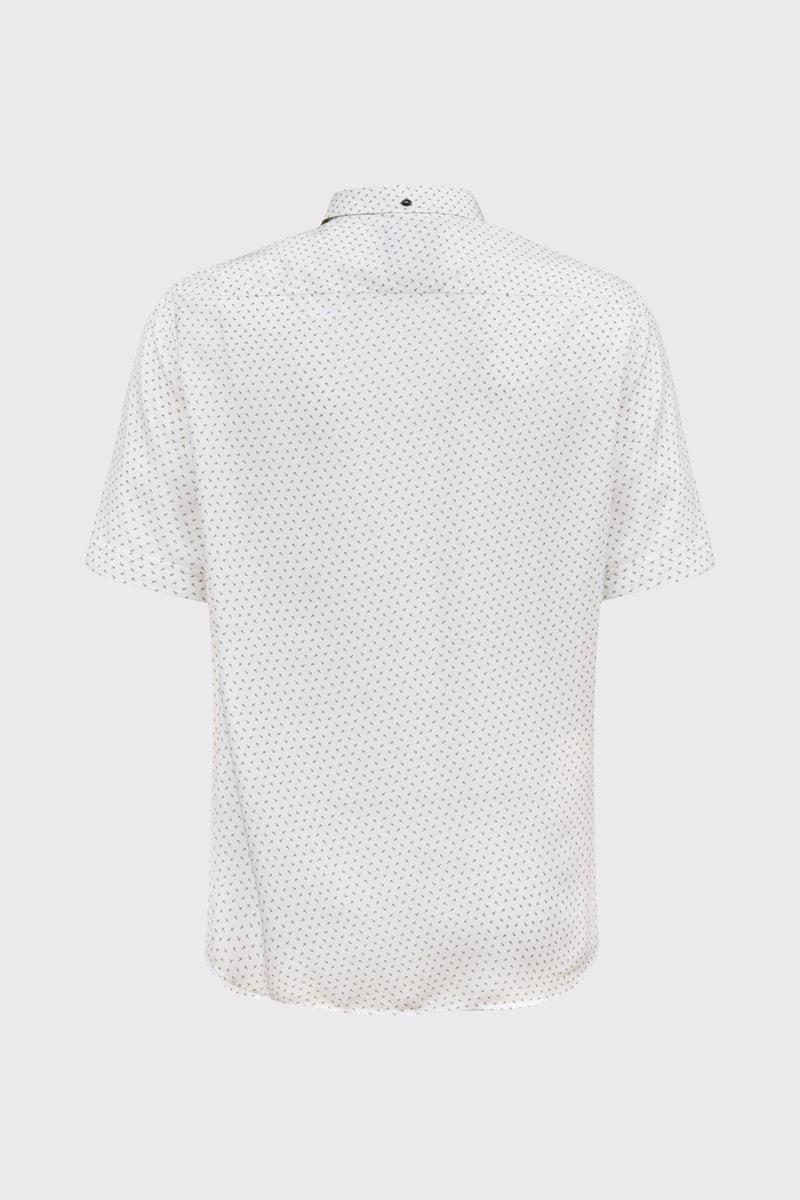 Herren Kurzarmhemd Viskose – Button-Down & Modern Fit – green print 4 #Farbe_52934 green print 4