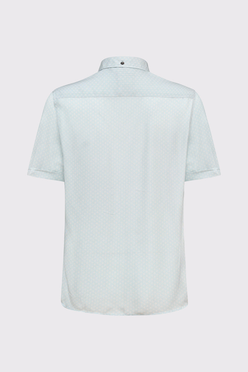 Herren Kurzarmhemd Viskose – Button-Down & Modern Fit – green print 5 #Farbe_52935 green print 5