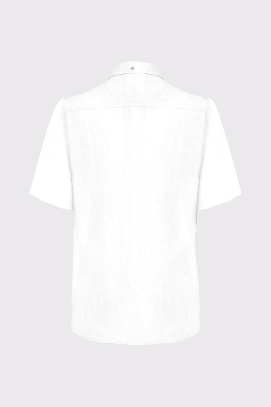 Linen-Cotton Short Sleeve Button-Down Shirt (1/2 Sleeve)
