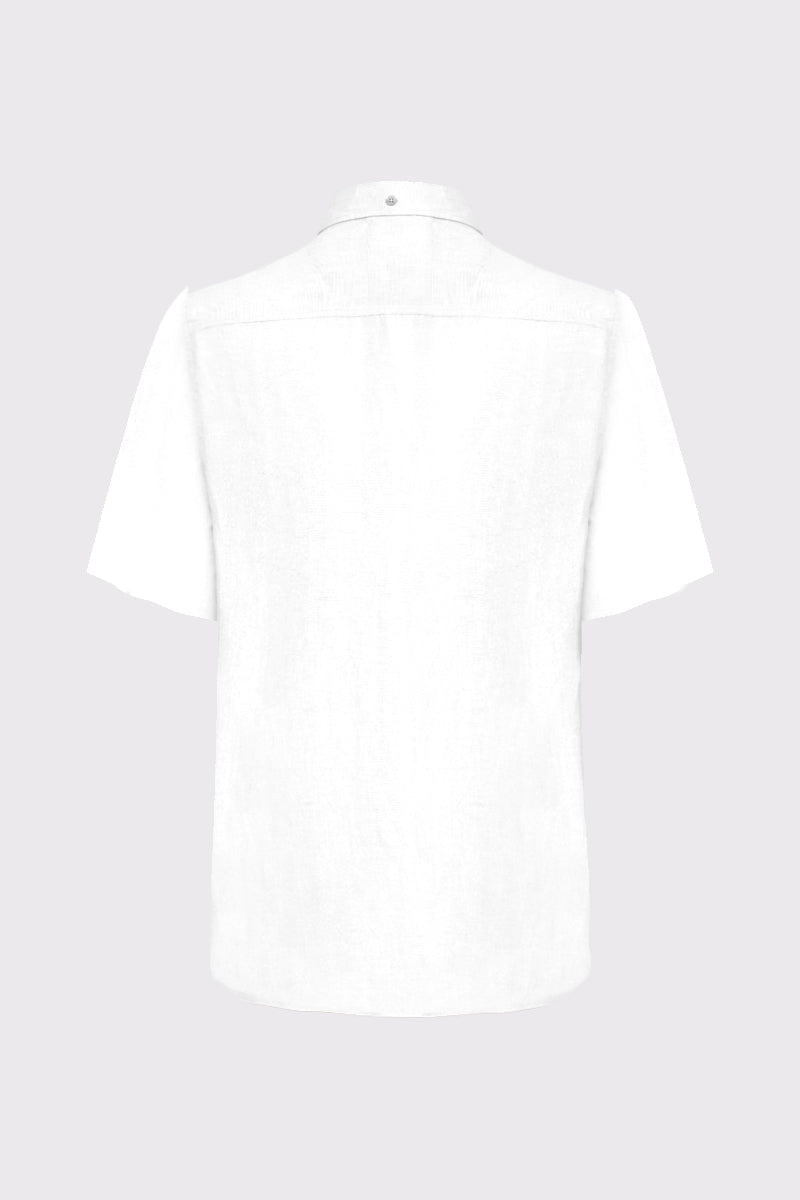 Kurzarm‑Button‑Down‑Hemd aus Leinen‑Baumwolle Regular Fit – white #Farbe_10000 white