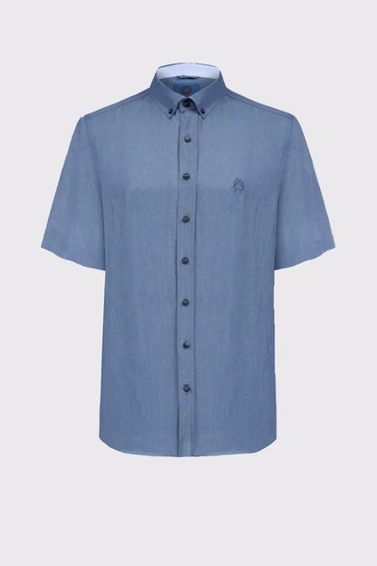 Kurzarm‑Button‑Down‑Hemd aus Leinen‑Baumwolle (1/2 Arm)