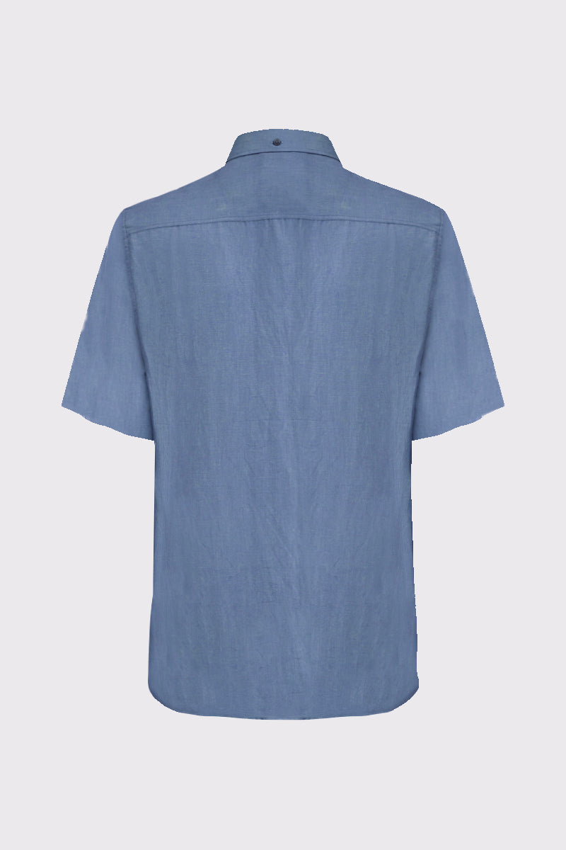 Kurzarm‑Button‑Down‑Hemd aus Leinen‑Baumwolle (1/2 Arm)