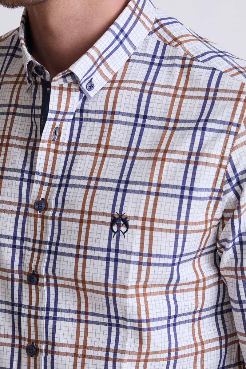 Baumwoll‑Button‑Down‑Hemd mit mehrfarbigem Streifenmuster (1/1 Arm)