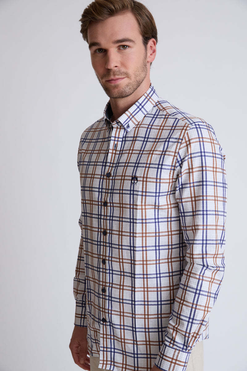 Baumwoll-Button-Down-Hemd mit mehrfarbigem Streifenmuster – atlantic check 1 #Farbe_83621 atlantic check 1