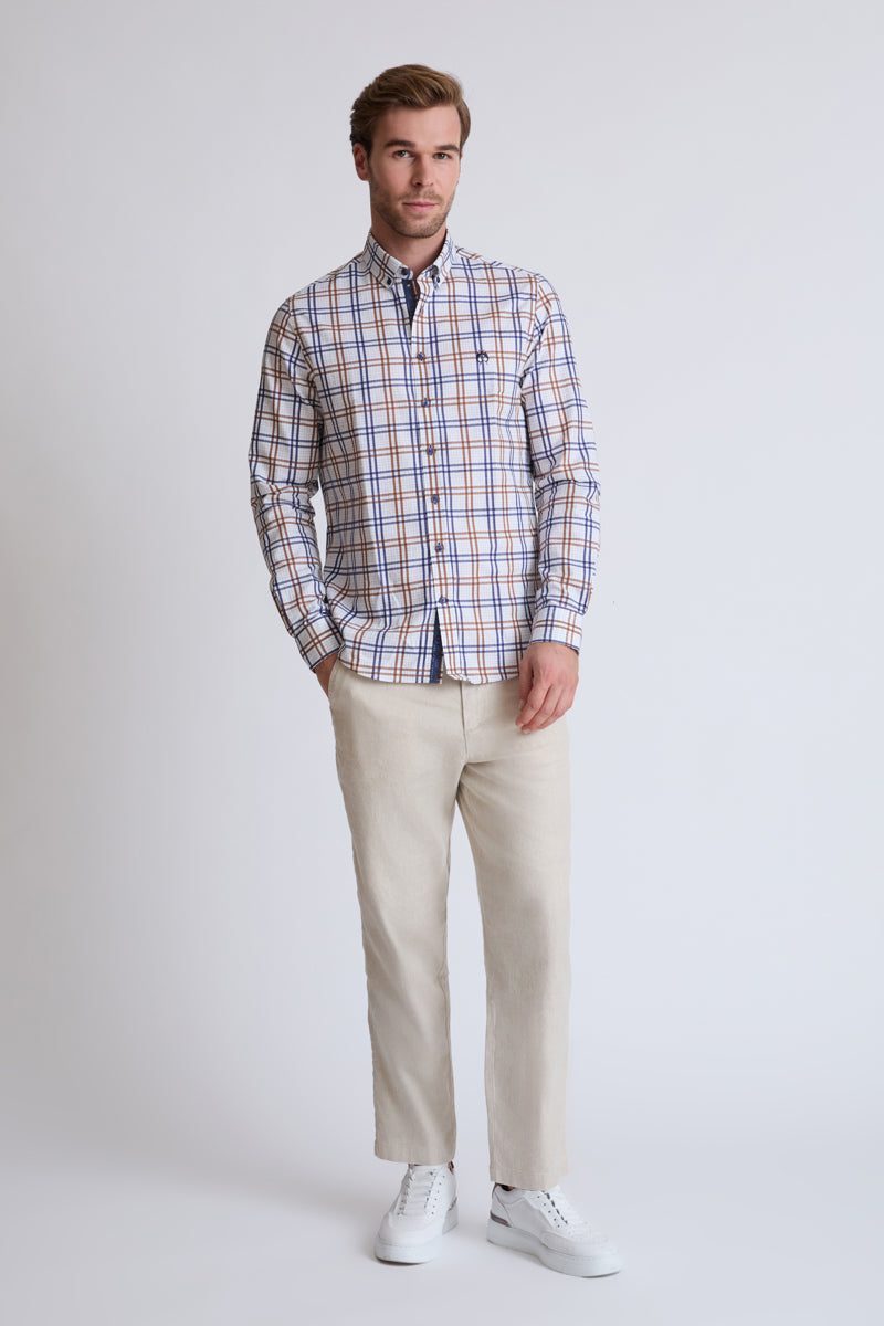 Baumwoll‑Button‑Down‑Hemd mit mehrfarbigem Streifenmuster (1/1 Arm)