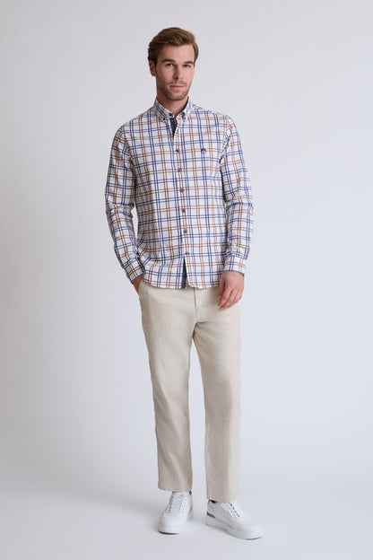 Baumwoll‑Button‑Down‑Hemd mit mehrfarbigem Streifenmuster (1/1 Arm)